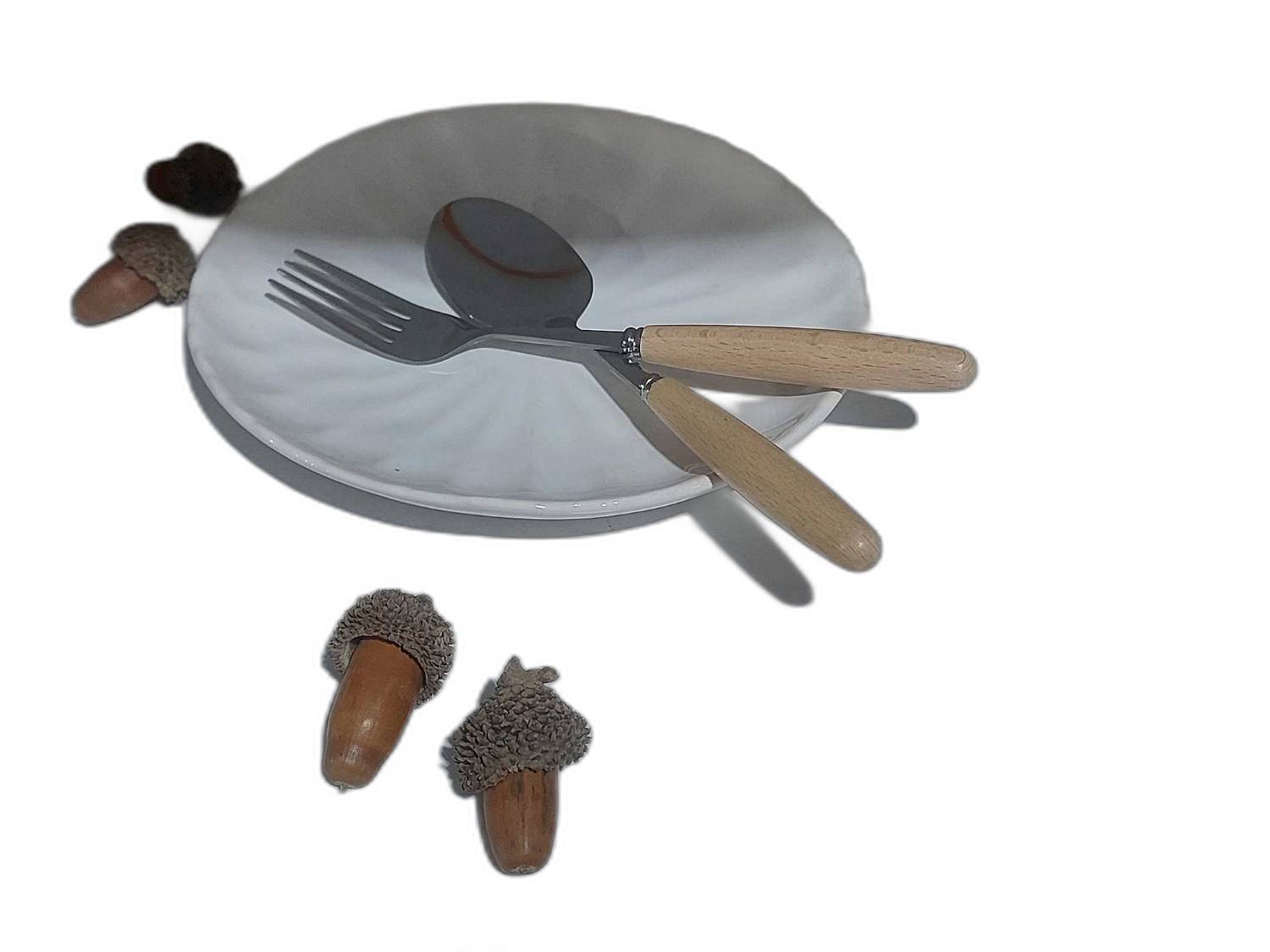 قاشق و چنگال دسته چوبی